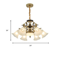 3/6 Lights Ceiling Light Traditional Flared Frosted Glass Chandelier in Brass - Rebooters