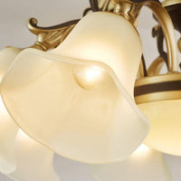 3/6 Lights Ceiling Light Traditional Flared Frosted Glass Chandelier in Brass - Rebooters