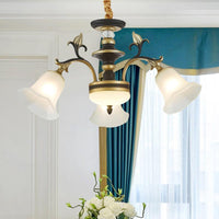 3/6 Lights Ceiling Light Traditional Flared Frosted Glass Chandelier in Brass - Rebooters