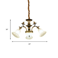 3/6 Lights Ceiling Light Traditional Flared Frosted Glass Chandelier in Brass - Rebooters