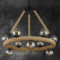 9 Bulbs Ring Chandelier Light Industrial Black Metal Fixture - Rebooters