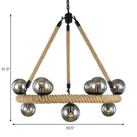 9 Bulbs Ring Chandelier Light Industrial Black Metal Fixture - Rebooters