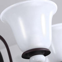 3/6/8 Lights Pendant Light Traditional Bell Frosted Glass Chandelier Dark Coffee - Rebooters