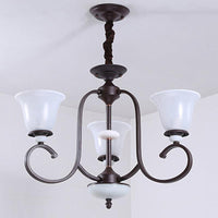 3/6/8 Lights Pendant Light Traditional Bell Frosted Glass Chandelier Dark Coffee - Rebooters