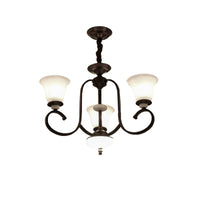 3/6/8 Lights Pendant Light Traditional Bell Frosted Glass Chandelier Dark Coffee - Rebooters