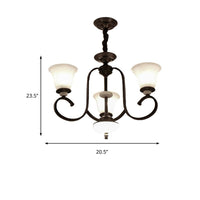 3/6/8 Lights Pendant Light Traditional Bell Frosted Glass Chandelier Dark Coffee - Rebooters