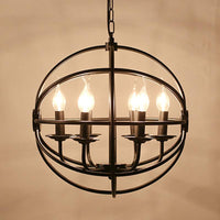 6-Light Metal Hanging Chandelier Industrial Black Candle Pendant - Rebooters