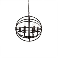 6-Light Metal Hanging Chandelier Industrial Black Candle Pendant - Rebooters