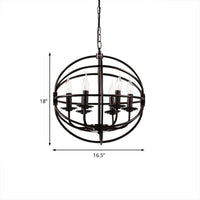6-Light Metal Hanging Chandelier Industrial Black Candle Pendant - Rebooters
