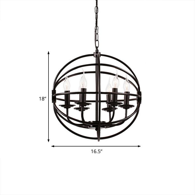 6-Light Metal Hanging Chandelier Industrial Black Candle Pendant - Rebooters