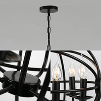 6-Light Metal Hanging Chandelier Industrial Black Candle Pendant - Rebooters