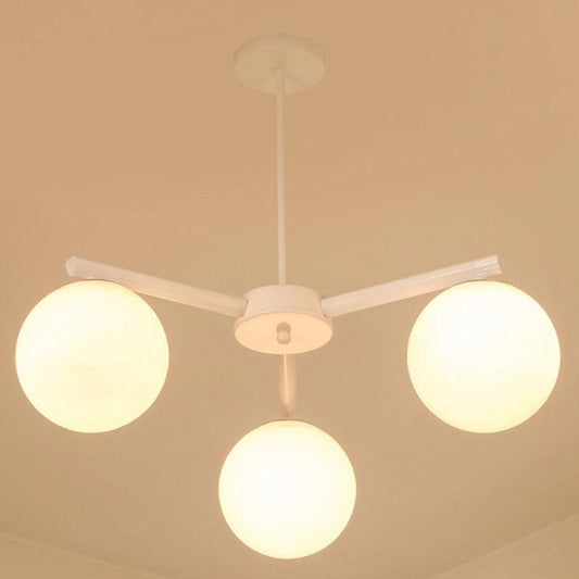 3/6/8 Light Globe Chandelier Traditional White Glass Pendant Light - Rebooters