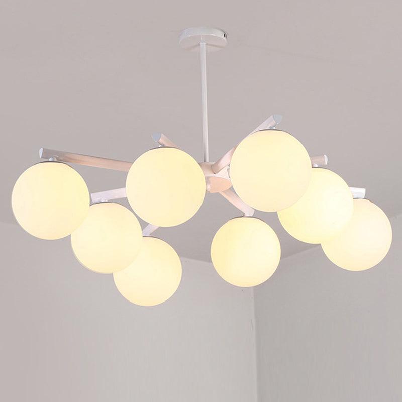 3/6/8 Light Globe Chandelier Traditional White Glass Pendant Light - Rebooters