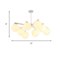 3/6/8 Light Globe Chandelier Traditional White Glass Pendant Light - Rebooters
