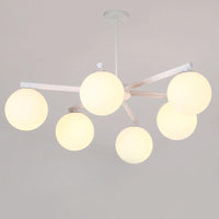 3/6/8 Light Globe Chandelier Traditional White Glass Pendant Light - Rebooters