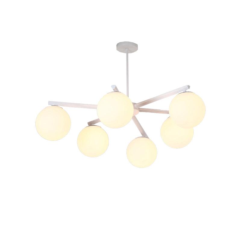 3/6/8 Light Globe Chandelier Traditional White Glass Pendant Light - Rebooters