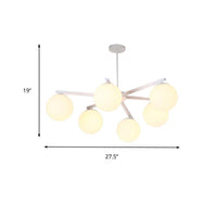 3/6/8 Light Globe Chandelier Traditional White Glass Pendant Light - Rebooters