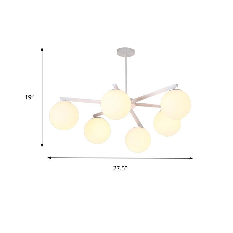 3/6/8 Light Globe Chandelier Traditional White Glass Pendant Light - Rebooters