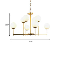 6/8 Bulbs Globe Chandelier Light Traditional Frosted Glass - Rebooters