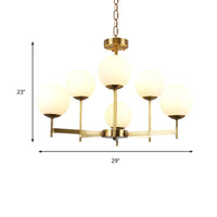 6/8 Bulbs Globe Chandelier Light Traditional Frosted Glass - Rebooters