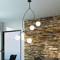 4 Lights Study Room Ceiling Chandelier with White Clear Glass Shade - Rebooters