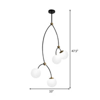 4 Lights Study Room Ceiling Chandelier with White Clear Glass Shade - Rebooters