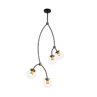 4 Lights Study Room Ceiling Chandelier with White Clear Glass Shade - Rebooters