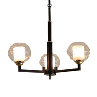 3/6/8 Bulbs Ceiling Lamp Globe Clear Textured Glass Traditional Living Room Chandelier Pendant Light in Black - Rebooters
