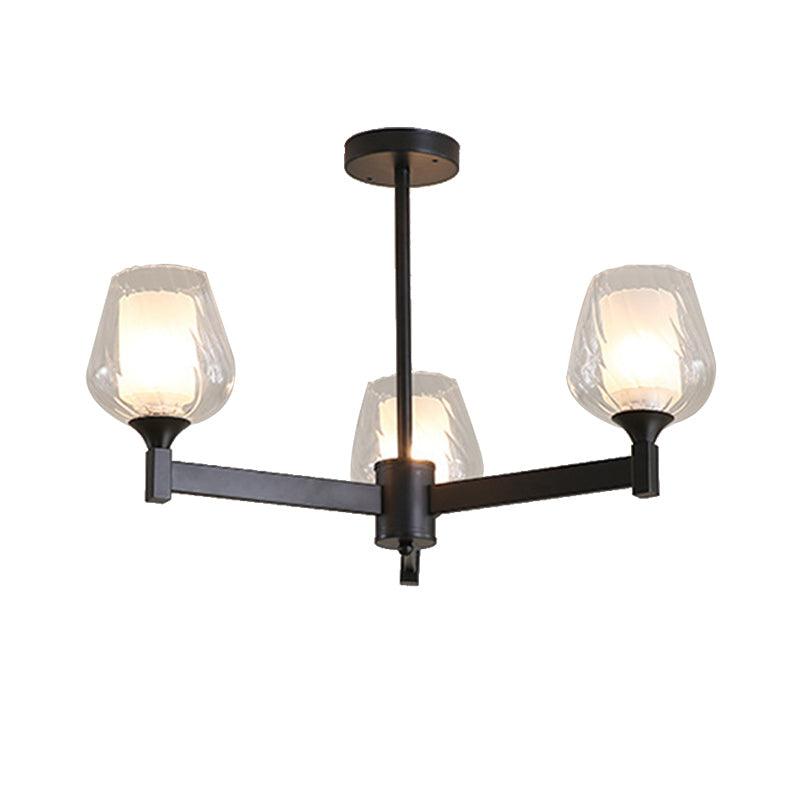 3/6/8 Lights Chandelier Cylinder Clear Glass Dining Room Lamp - Rebooters