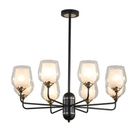 3/6/8 Lights Clear Glass Hanging Chandelier Black Pendant Light - Rebooters