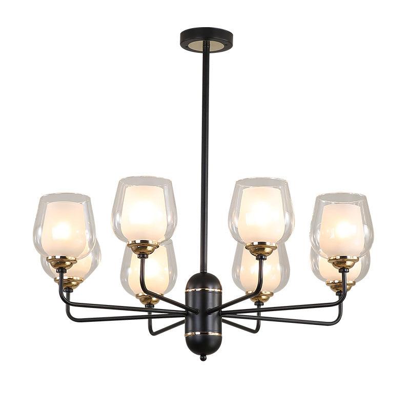 3/6/8 Lights Clear Glass Hanging Chandelier Black Pendant Light - Rebooters