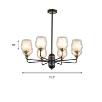 3/6/8 Lights Clear Glass Hanging Chandelier Black Pendant Light - Rebooters