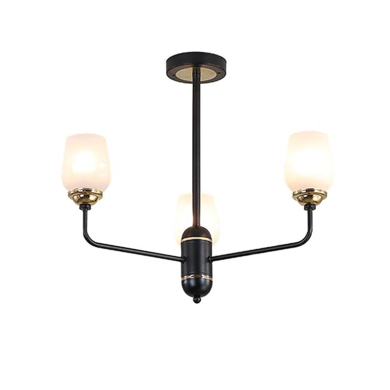 3/6/8 Lights Clear Glass Hanging Chandelier Black Pendant Light - Rebooters