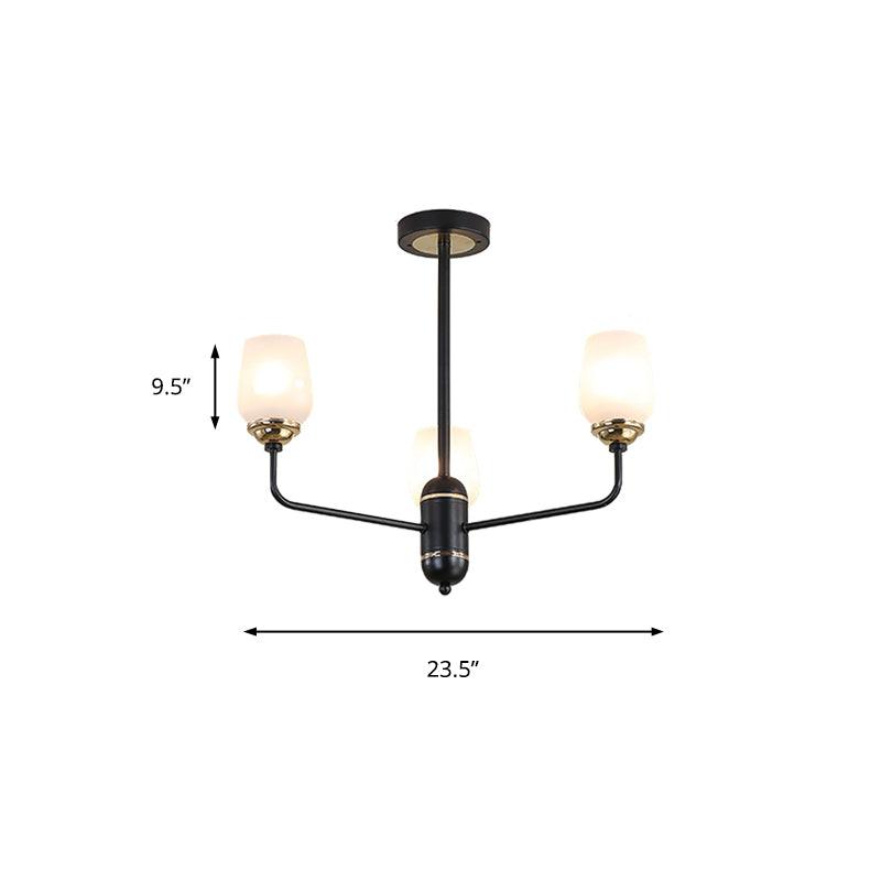 3/6/8 Lights Clear Glass Hanging Chandelier Black Pendant Light - Rebooters