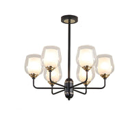 3/6/8 Lights Clear Glass Hanging Chandelier Black Pendant Light - Rebooters