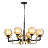 3/6/8 Lights Amber Glass Pendant Chandelier Black Bubble Fixture - Rebooters