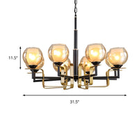 3/6/8 Lights Amber Glass Pendant Chandelier Black Bubble Fixture - Rebooters