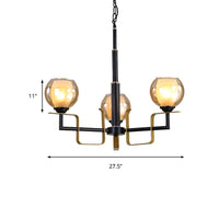 3/6/8 Lights Amber Glass Pendant Chandelier Black Bubble Fixture - Rebooters