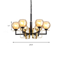 3/6/8 Lights Amber Glass Pendant Chandelier Black Bubble Fixture - Rebooters
