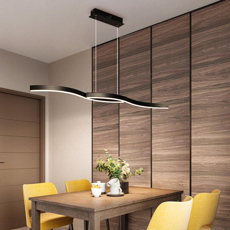 Acrylic Wavy Chandelier Light Modern Black LED Ceiling Pendant Light - Rebooters