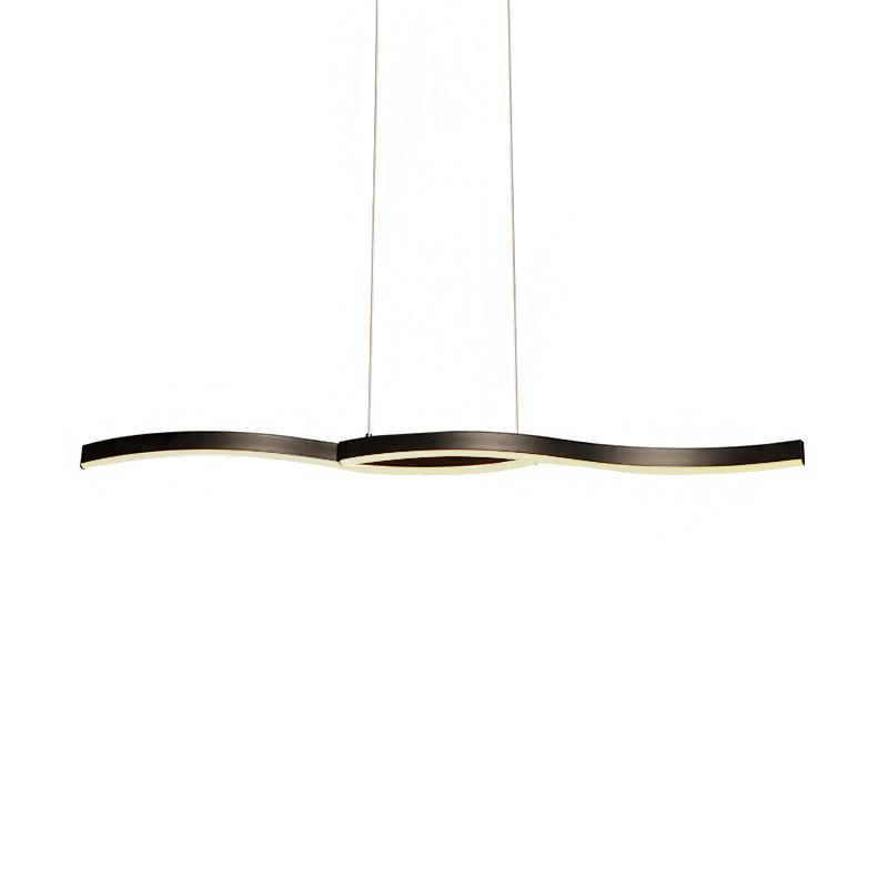 Acrylic Wavy Chandelier Light Modern Black LED Ceiling Pendant Light - Rebooters