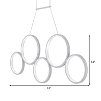 Acrylic Multi Rings Chandelier Lamp Simple Style 3/5 Lights - Rebooters