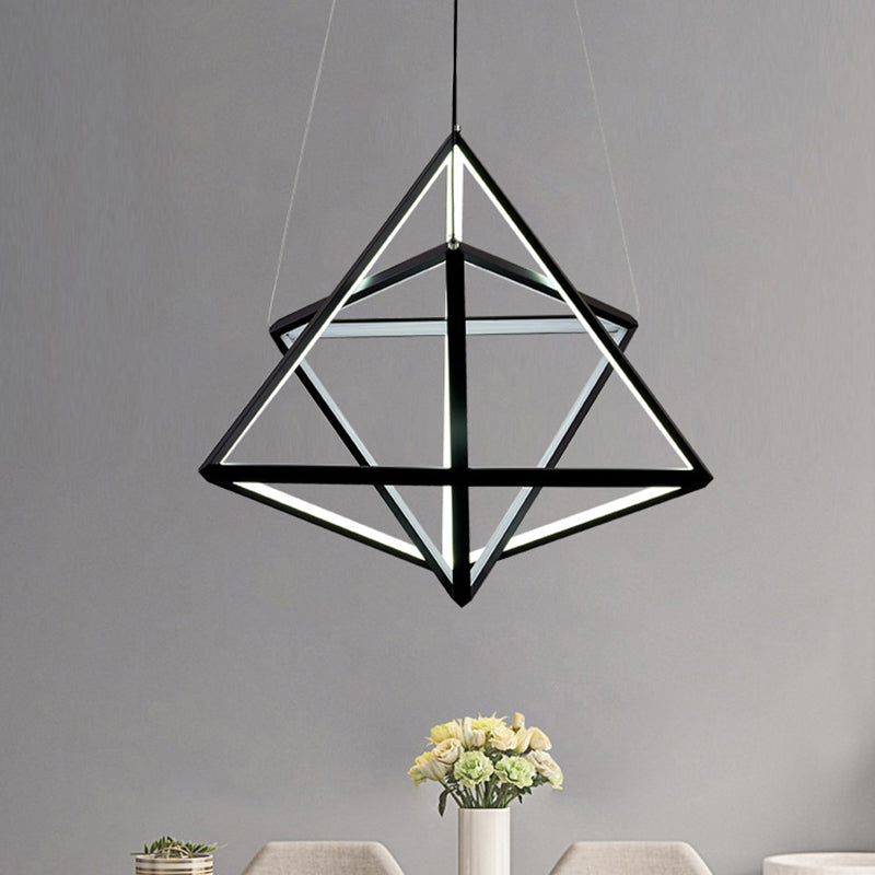 Triangle Dining Room Chandelier Lamp Acrylic Simple Style Black LED Suspension Light - Rebooters