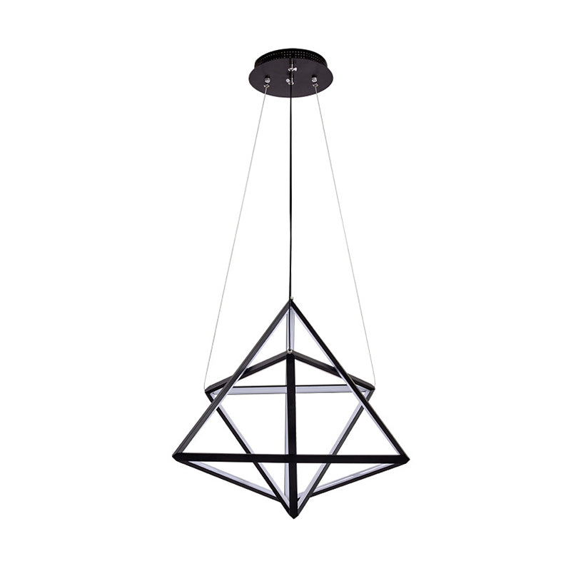 Triangle Dining Room Chandelier Lamp Acrylic Simple Style Black LED Suspension Light - Rebooters