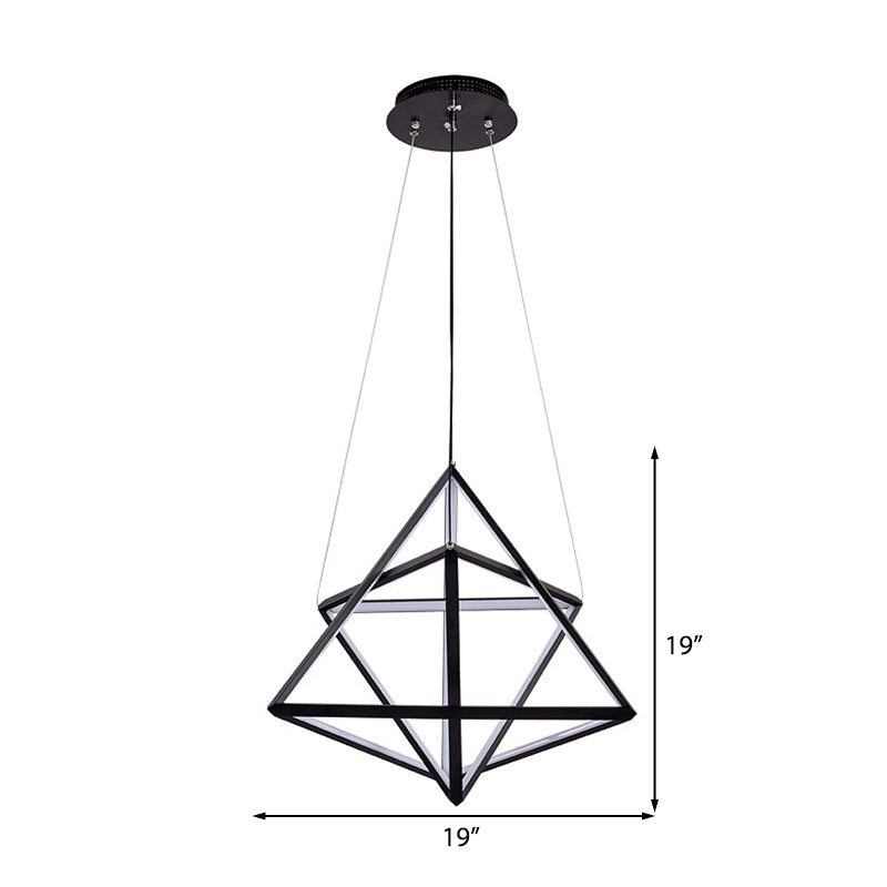 Triangle Dining Room Chandelier Lamp Acrylic Simple Style Black LED Suspension Light - Rebooters