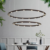 1/2 Tiers Ring Chandelier Light Modern Acrylic Black White - Rebooters