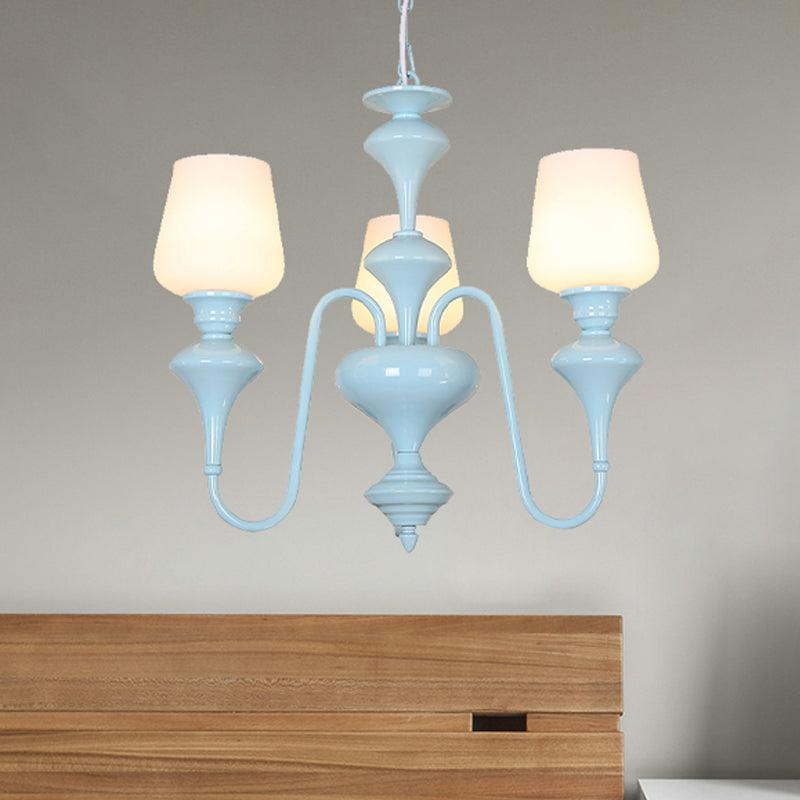 Nordic Style Blue Chandelier Cylinder Shade Metal Hanging Light - Rebooters