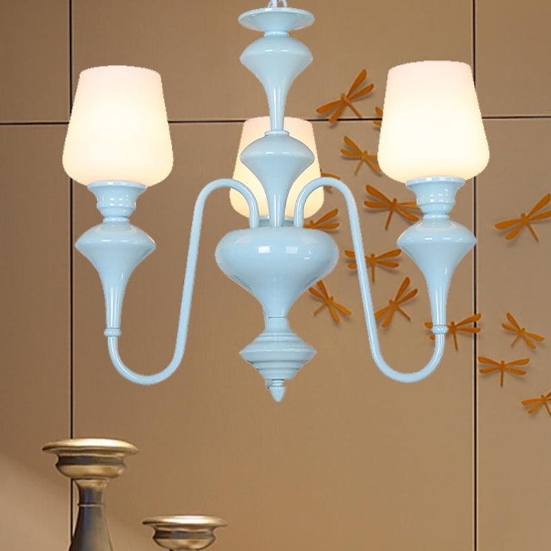 Nordic Style Blue Chandelier Cylinder Shade Metal Hanging Light - Rebooters