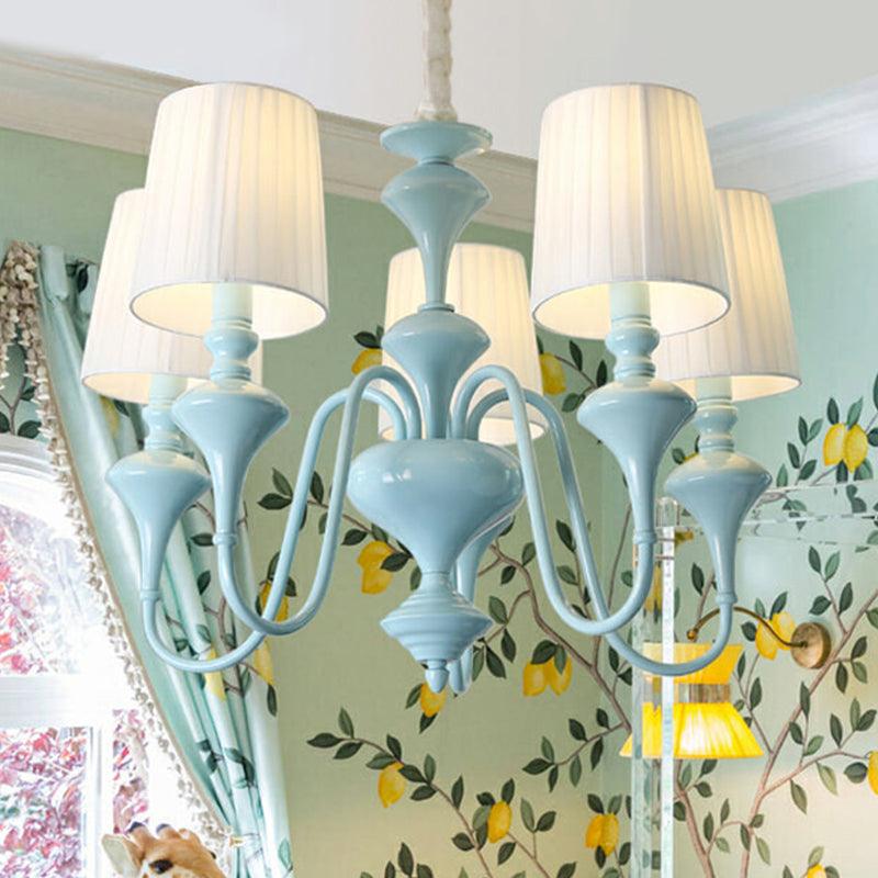 Nordic Style Blue Chandelier Cylinder Shade Metal Hanging Light - Rebooters
