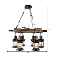 3/6-Bulb Ceiling Lamp with Lantern Shade Clear Glass Black - Rebooters